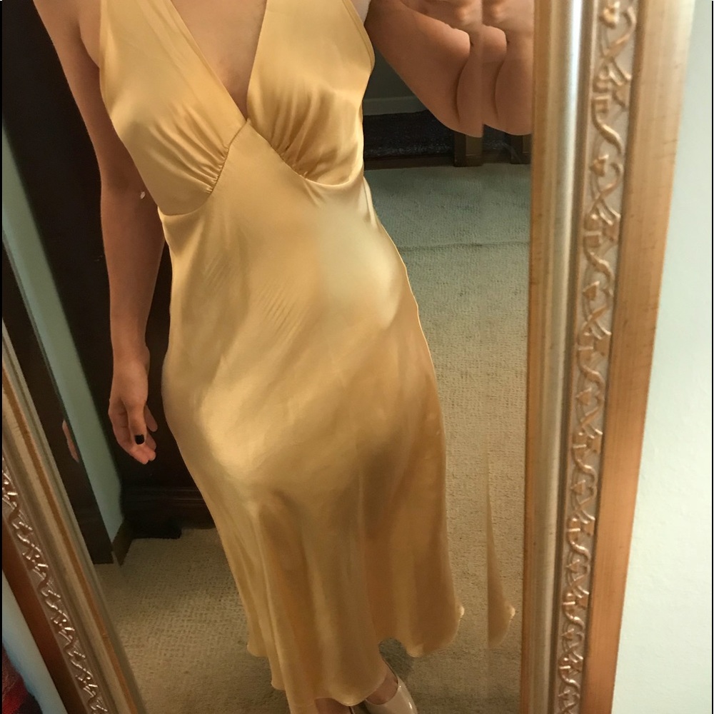 Full length soft gold dress